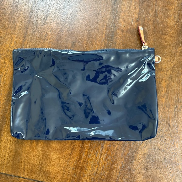 MZ WALLACE Zipper Pouch Cosmetic Makeup Bag Nylon Shiny Navy 7.5”x12” - Picture 2 of 7